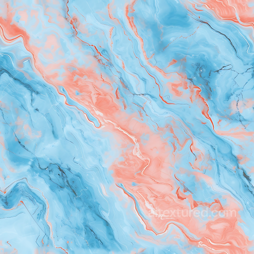Pastel Blue and Coral Marble PBR Texture with Wavy Veins seamless Marble PBR texture