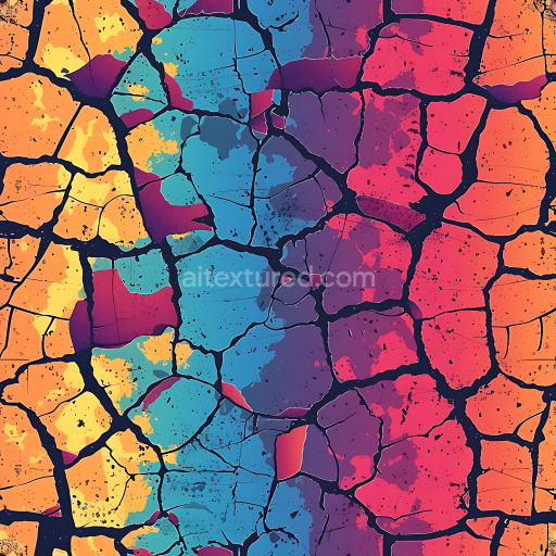 Preview — Seamless 3D Cracked Multicolor PBR Texture with Deep Fractures and Color Variation