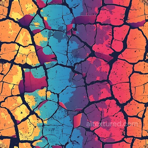 Cracked Multicolor PBR Texture with Deep Fractures and Color Variation seamless Cracked & Holes PBR texture