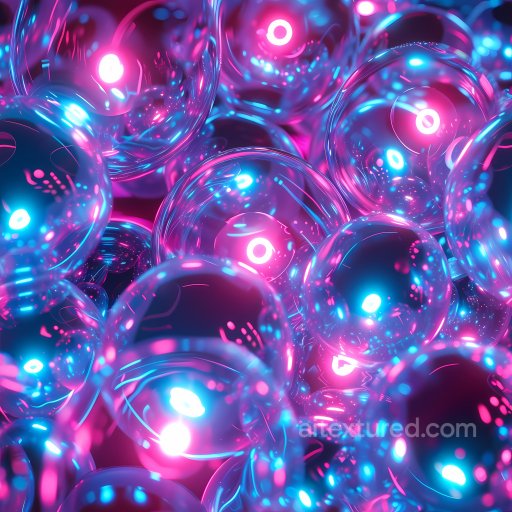 Inflated Transparent Bubble PBR Texture in Neon Blue and Pink seamless Inflated PBR texture