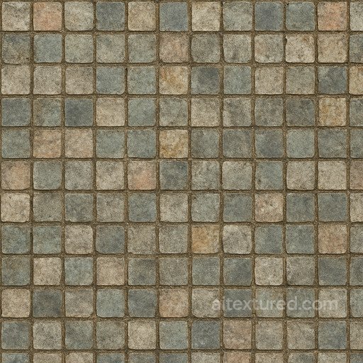 Weathered Mosaic Tile Seamless Texture seamless Ceramic-tile PBR texture
