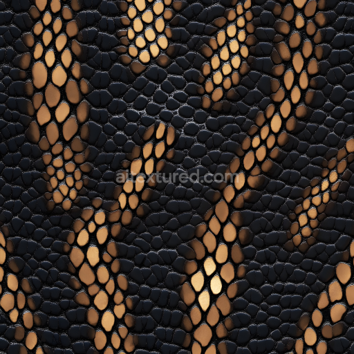 Seamless 3D PBR Reptile Skin Texture Featuring Glossy Scales and Rich Contrast