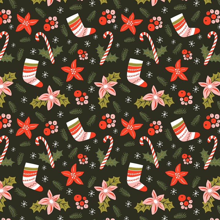 Featuring Colorful Christmas Digital Paper Motifs seamless PBR texture preview