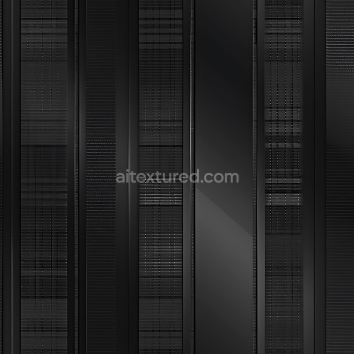 Preview — Seamless 3D Black Metal Panels PBR Texture with Vertical Stripes and Glossy Detail