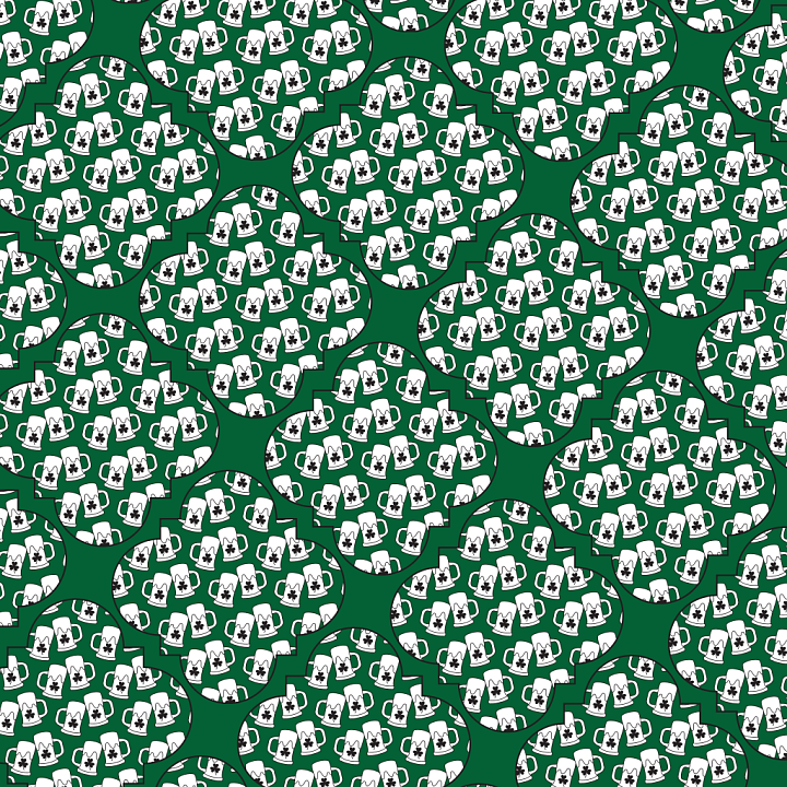 with St Patrick’s Themed Beer Mug and Clover Pattern seamless PBR texture preview