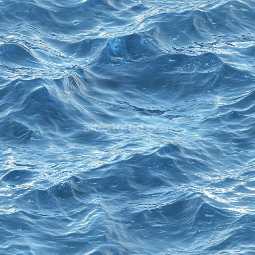 Seamless 3D Water PBR Texture Featuring Realistic Ocean Surface Waves and Highlights