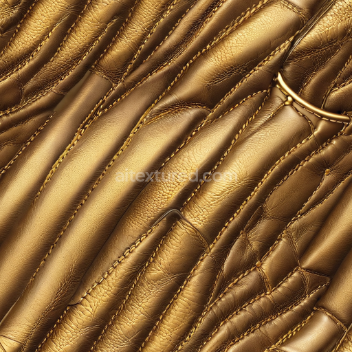 Seamless 3D PBR Golden Quilted Leather Texture with Fine Grain and Stitching