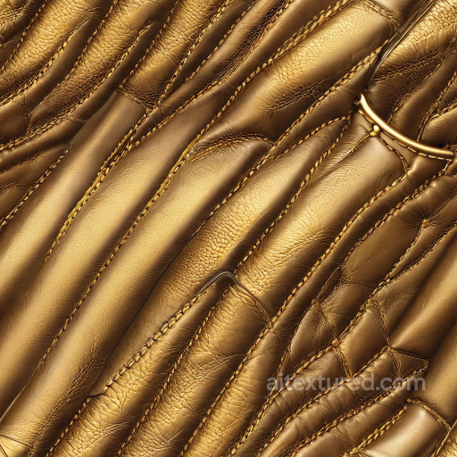 Golden Quilted Leather Texture with Fine Grain and Stitching seamless Leather PBR texture
