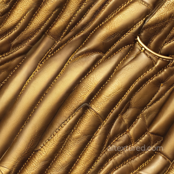 Golden Quilted Leather Texture with Fine Grain and Stitching Leather texture preview