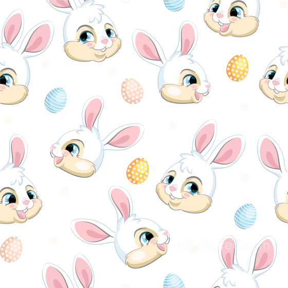 All Easter Digital paper Texture of Cute Easter Bunny Heads and Colored Eggs All Easter Digital paper texture preview