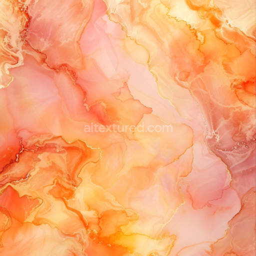 Seamless 3D Alcohol Ink PBR Texture Featuring Warm Orange and Peach Fluid Waves