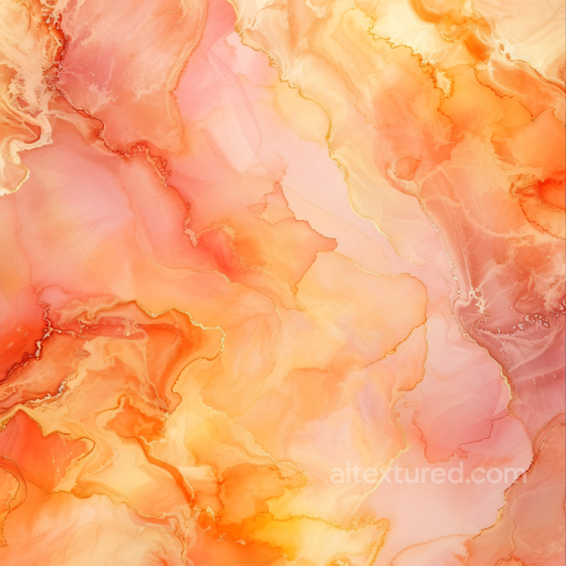 Alcohol Ink PBR Texture Featuring Warm Orange and Peach Fluid Waves seamless Alcohol ink PBR texture