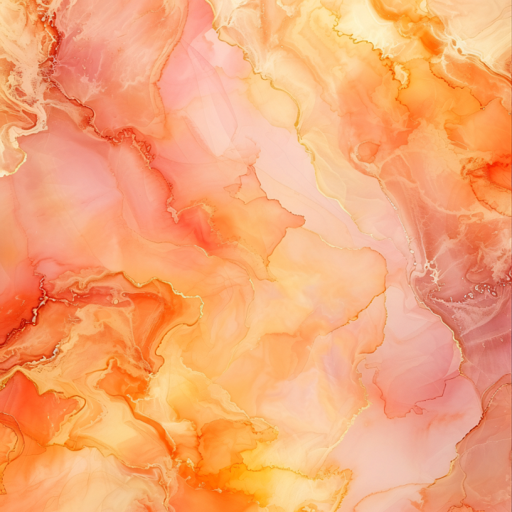 Alcohol Ink Featuring Warm Orange and Peach Fluid Waves seamless PBR texture preview