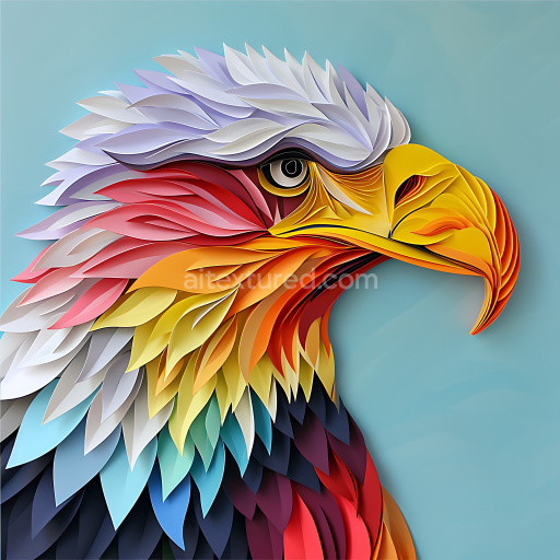 Seamless 3D PBR Texture of Stylized Bald Eagle Origami Feathers in Multi-Color