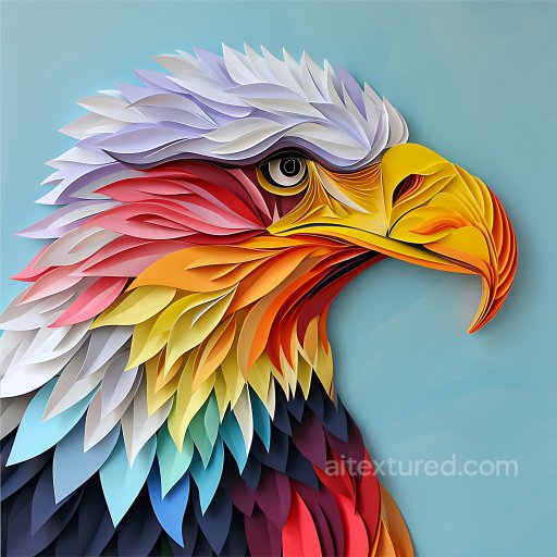Animal - Seamless 3D PBR Texture of Stylized Bald Eagle Origami Feathers in Multi-Color texture preview