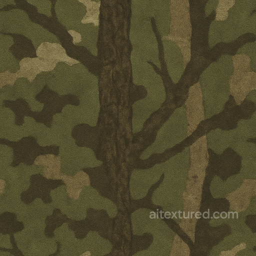 Forest Camo Fabric With Bark And Twig Pattern Details seamless Camouflage PBR texture