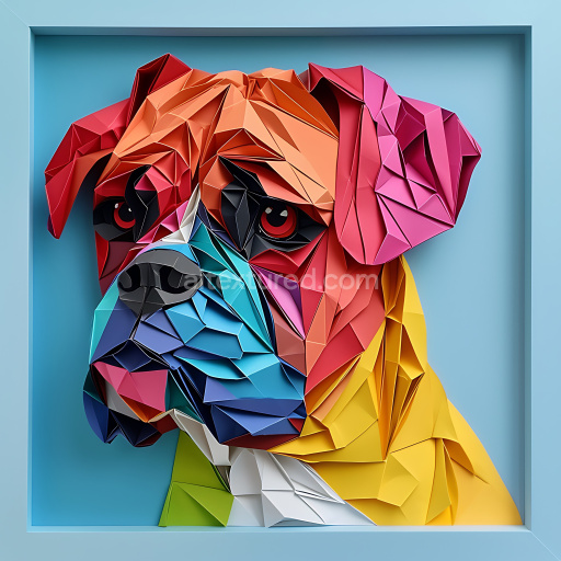 Seamless 3D PBR Texture Featuring Colorful Bullmastiff Origami Pattern