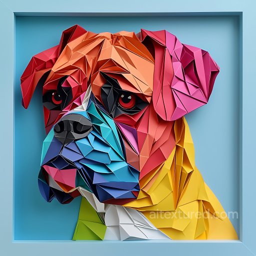 Animal - Seamless 3D PBR Texture Featuring Colorful Bullmastiff Origami Pattern texture preview