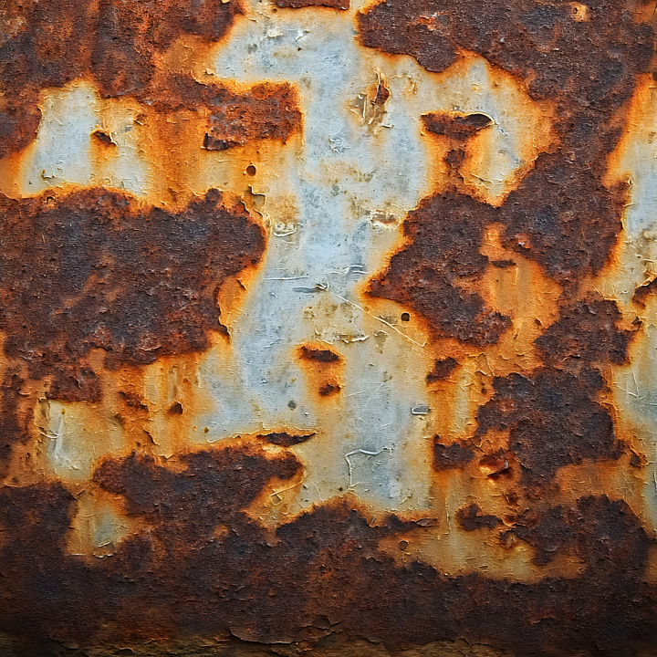 Rusty Metal with Cracks, Holes, and Peeling Paint seamless PBR texture preview