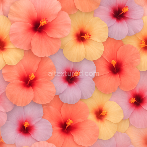 Seamless 3d texture pbr 8k of tropical hibiscus flower emphasizing natural softness and color variations
