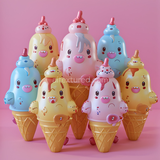 Seamless 3D Inflated Vinyl Panels PBR Texture in Pastel Colors with Dripping Effect