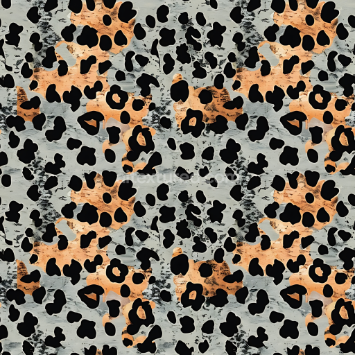 Seamless 3D PBR Leopard Print Fabric Texture with Orange and Black Spots