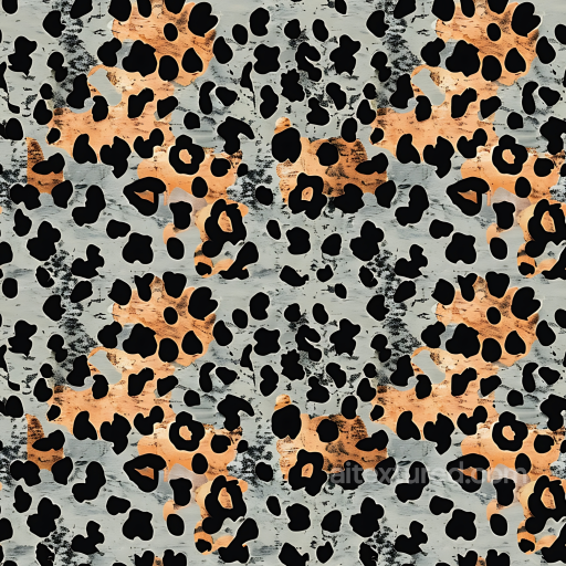 Leopard Print Fabric Texture with Orange and Black Spots seamless Leopard Print PBR texture