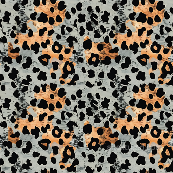 Leopard Print Fabric Texture with Orange and Black Spots Leopard Print texture preview
