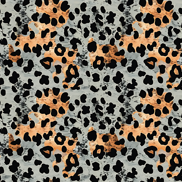 Leopard Print Fabric with Orange and Black Spots seamless PBR texture preview