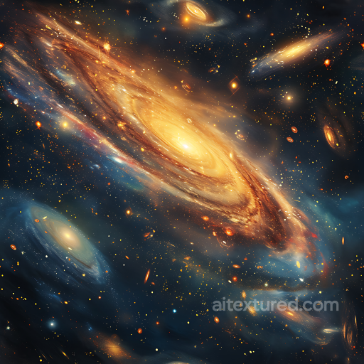 Space PBR Texture Featuring Glowing Galaxy Clouds and Dense Star Clusters seamless Star, space, planets PBR texture