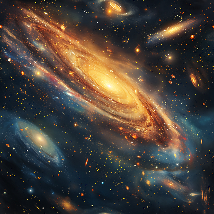 Space Featuring Glowing Galaxy Clouds and Dense Star Clusters seamless PBR texture preview