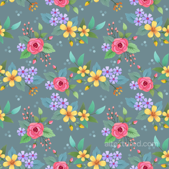 Floral Fabric Texture Featuring Colorful Hand-Painted Bouquet Pattern Floral texture preview