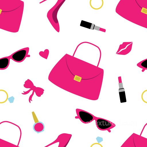 Featuring Pink Fashion Accessories on White Background seamless Baby girl  PBR texture