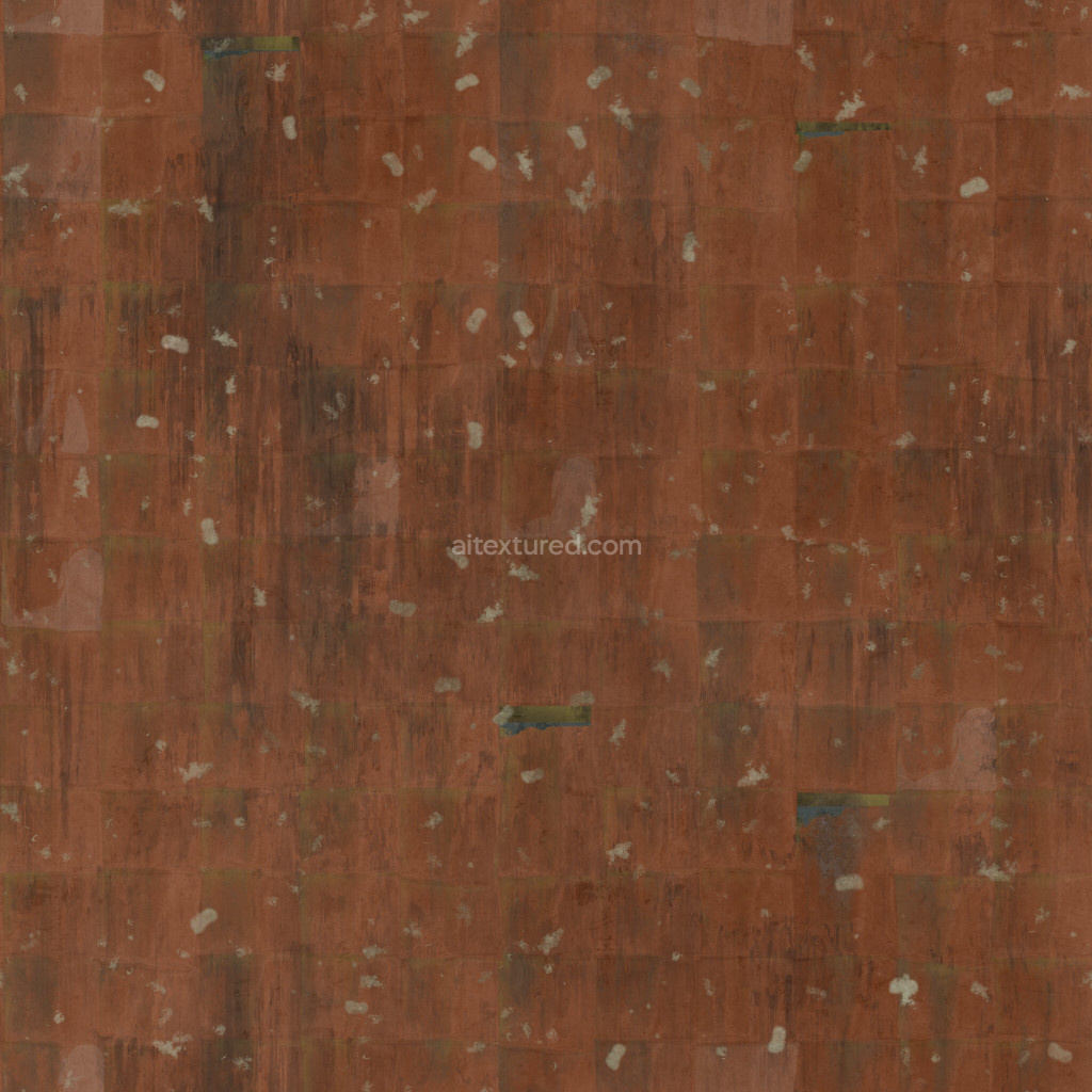 Seamless PBR roofing tiles texture in warm red tones