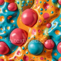 seamless Seamless 3D Inflated PBR Texture Featuring Colorful Puffy Bubble Cells texture 8k free download PBR