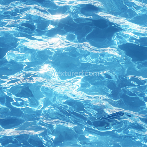 Seamless 3D PBR Pool Water Texture with Bright Sunlit Ripples and Transparency