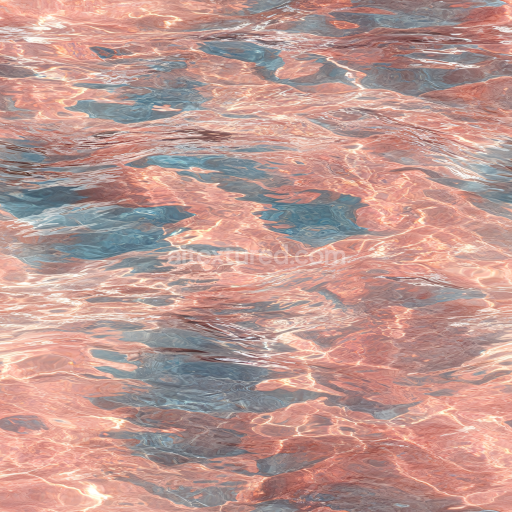 Seamless 3D Water PBR Texture Featuring Rosy Toned Reflective Surface and Subtle Wave Patterns