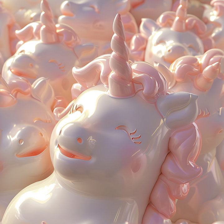 Inflated Glossy Unicorn Plush with Pastel Pink Highlights seamless PBR texture preview