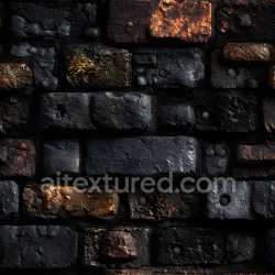 seamless Seamless 3D cracked burnt brick wall PBR texture with charred rough surface texture 8k free download PBR