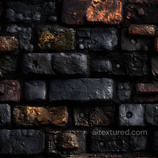 cracked burnt brick wall PBR texture with charred rough surface seamless Brick PBR texture