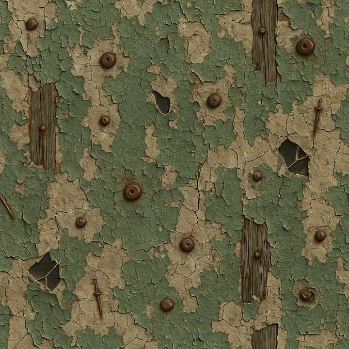 Haunted House Paint With Peeling Paint And Cracked Plaster seamless PBR texture preview
