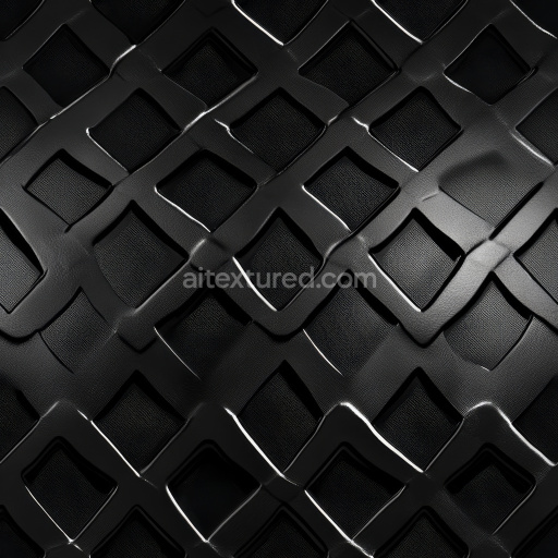 Seamless 3D Black Glossy Steel PBR Texture Featuring Raised Geometric Panels