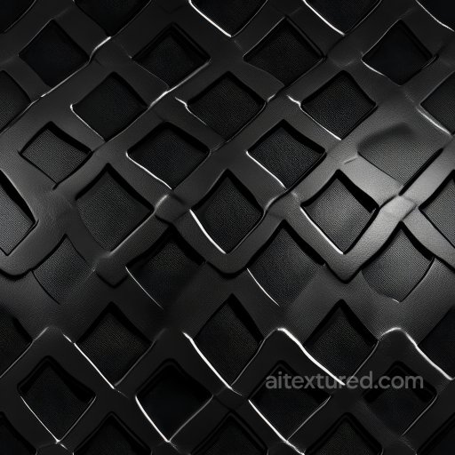 Black Glossy Steel PBR Texture Featuring Raised Geometric Panels seamless Metal PBR texture