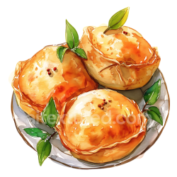 seamless Watercolor Bolivian Salteñas Savory Pastries Breakfast Illustration texture 8k free download PBR