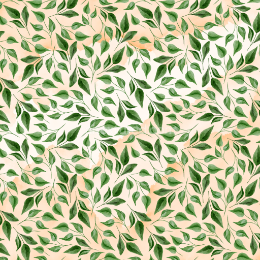 Seamless 3D PBR Texture with Watercolor Greenery Leaf Pattern