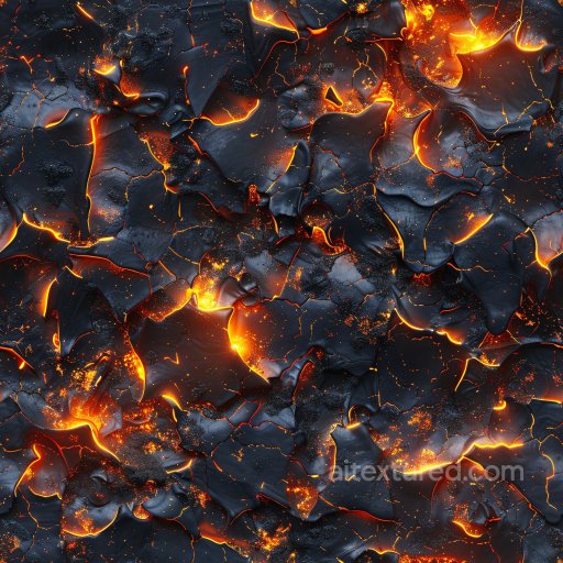 Glossy - Seamless 3D PBR Texture of Glowing Cracked Lava Rock with Fiery Highlights texture preview