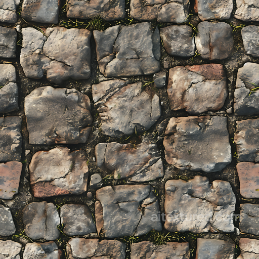 Weathered Stone Pavement PBR Texture with Cracks and Moss seamless Stone PBR texture