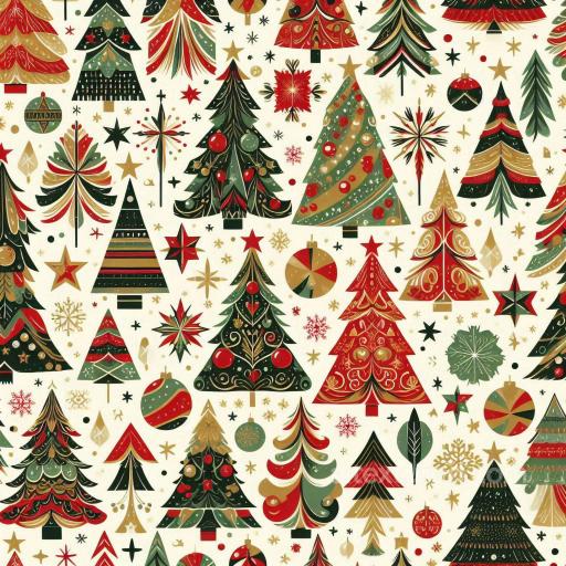 All Christmas Digital paper Texture of Stylized Christmas Trees and Ornaments Pattern seamless All Christmas Digital paper PBR texture