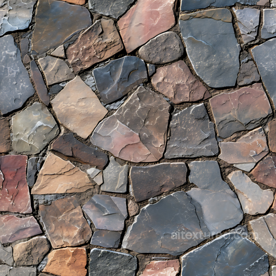 Flagstone Rock Ground Texture with Multicolor Slate and Sandstone Pieces Stone texture preview