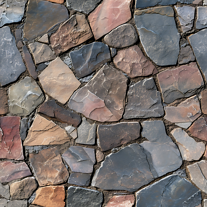 Flagstone Rock Ground with Multicolor Slate and Sandstone Pieces seamless PBR texture preview